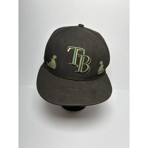 New Era 59FIFTY Tampa Bay Rays Black Viper Side Patch‎ Fitted Hat Size 7 1/4